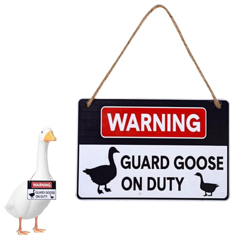 Guard Goose On Duty Sign, 6x4 Inch Wooden Warning Porch