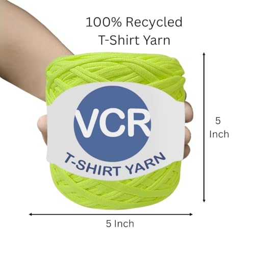 Image of VCR Parrot Green Big T-Shirt Yarn, 100 Meters Length, Recycled & Fashionable Craft Yarn, Pack of 1, Suitable for Crochet, Knitting & DIY Bags, Baskets, Cushions & Home Decor Projects