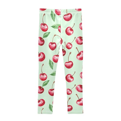 Wusikd Watercolor Cherries Girls' Leggings Toddler Doodles Kids Yoga Pants Dance Active Tights 4T2