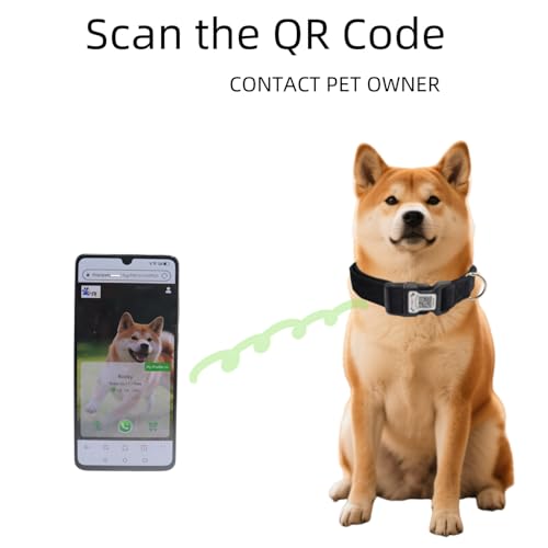 Collar para perro con código QR THAIN, nylon y terciopelo, talla S miniatura 3