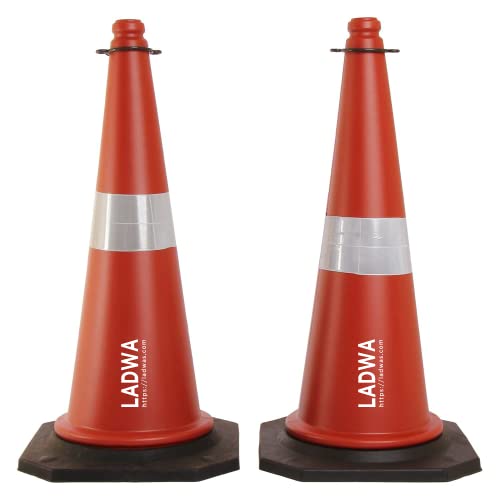 Image of LADWA 2Pc 750mm Impact Resistant Road Traffic Safety Cones with Reflective Strips Collar (Universal Size) (Pack Of 2)