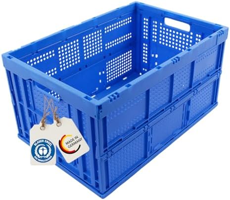 Caja plegable resistente 60L, contenedor de transporte grande con...