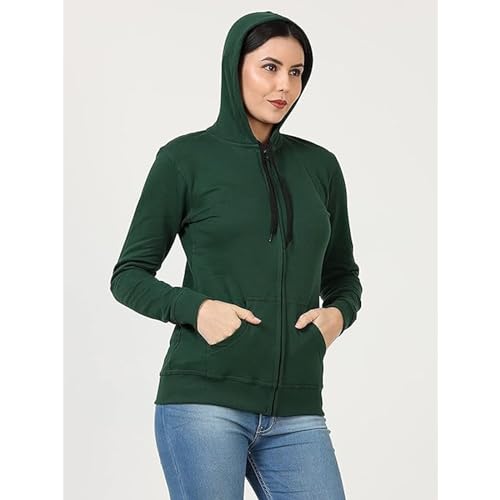 Image of Clotth Theory Women's Cotton Fleece Hooded Neck Sweatshirt | Hoodie Jacket with Kangaroo Pocket