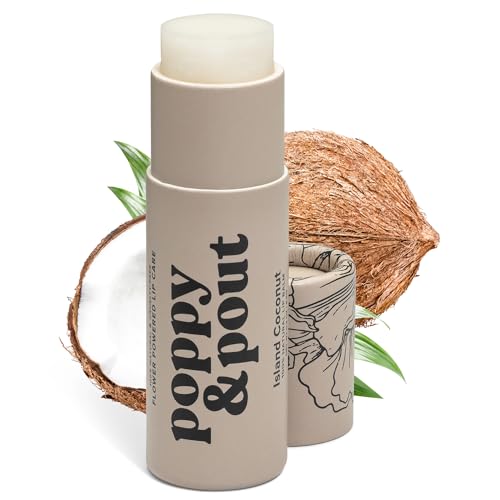 Poppy & Pout Island Coconut Jumbo Lip Balm | All Natural Lip Balms & Moisturizers | Hydrates with Beeswax Vitamin E Organic Coconut Oil | Cruelty-Free | Lip Balm in Recyclable Cardboard Tube