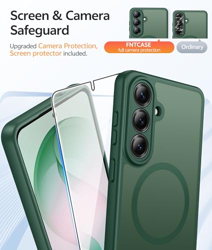 Image of FNTCASE for Samsung Galaxy S26+ Plus Case: [Fit for Magsafe] [Full Camera Protection + Screen Protector] Translucent Matte Military Grade - Shockproof Protective Phone Cover for S26 Plus - Green