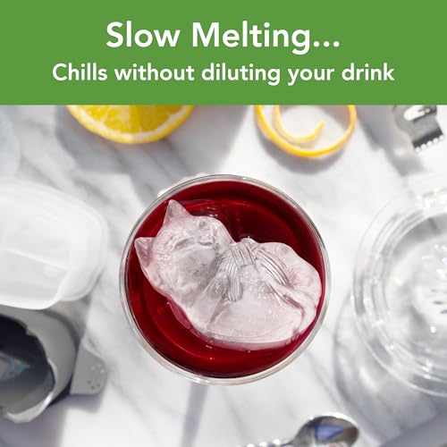 Image of Tovolo Cat Ice Cube Mold with Yarn Pack of 2 Large Kitten Ice Molds for Whiskey Cocktails, Easy Fill No Leak Silicone Cat Shaped Ice Cube Gifts for Pet Lovers Stackable Dishwasher Safe BPA Free