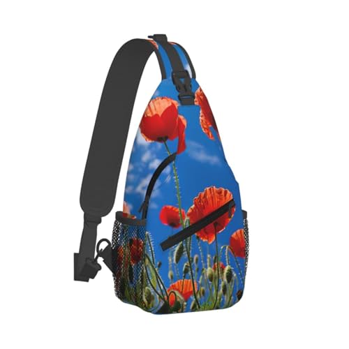 Bolso cruzado Poppies On Blue Sky para hombre y mujer miniatura 2