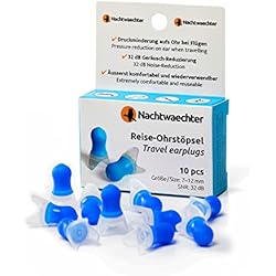 Tapones Auditivos A Presión Nachtwaechter 10 tapones de viaje para dormir - Tapones de silicona de 32 dB para un sueño reparador en cualquier lugar - Tapones para una mejor compensación de la presión