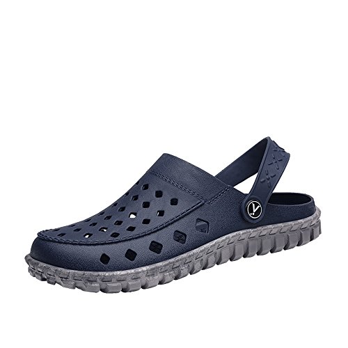Zapatos CHENXD, Los Hombres evitan Las Mulas livianas resbaladizas Mules Flat Heel Hamp Vamp Slip On Sandalias Impermeables de Playa (Color : Blue Gray, tamaño : 41 EU)