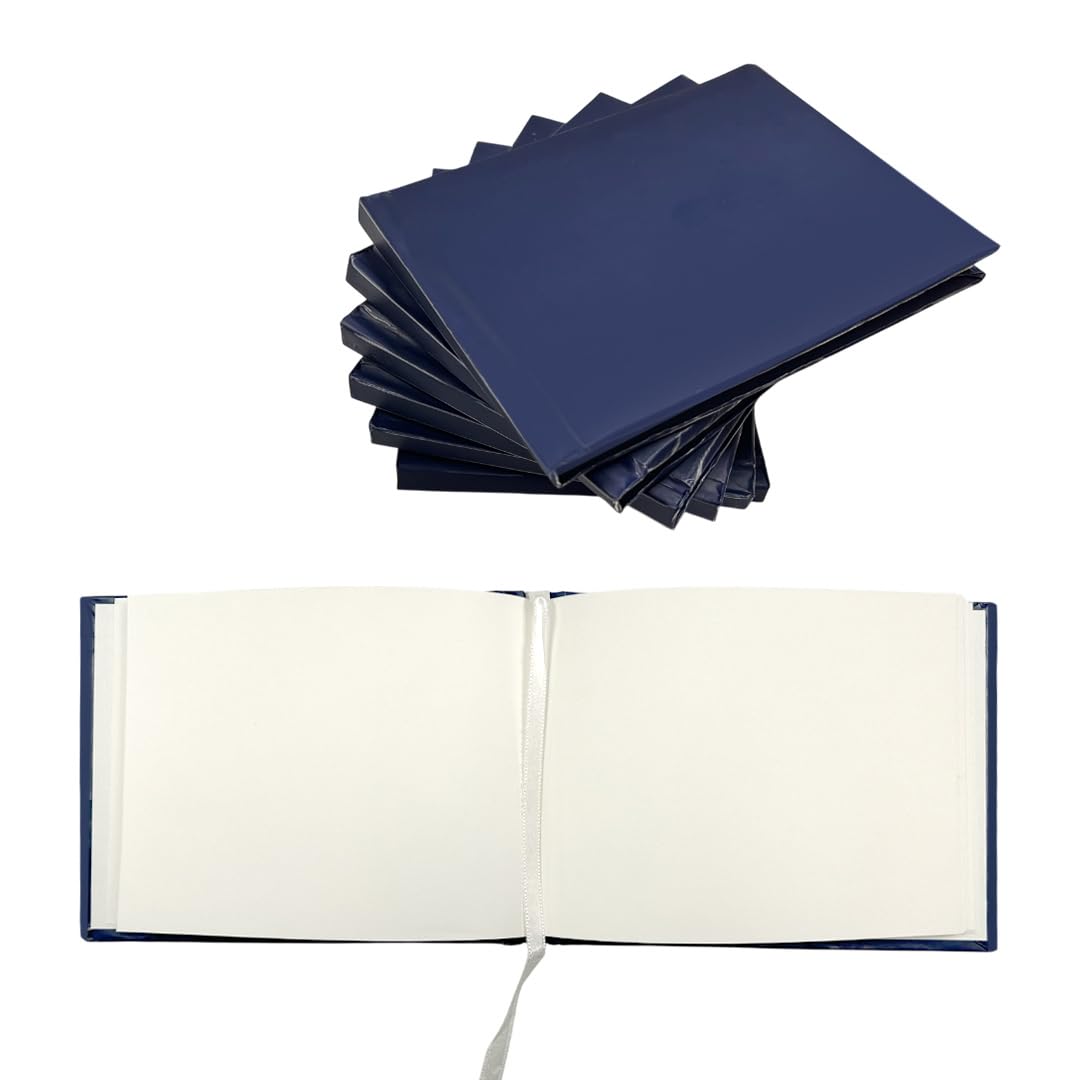 Janrax Pack of 12 Plain Cover 100 Pages Navy Blue Autograph Books – School Leavers Signature, End of Term Memory Book