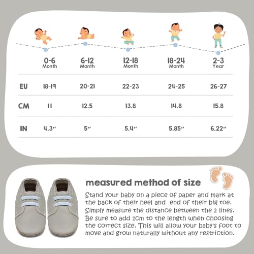 IceUnicorn Krabbelschuhe Baby Jungen Mädchen Lauflernschuhe Baby Weicher Leder Babyhausschuhe Kleinkind Babyschuhe(Graublau JD, 12-18 Monate)