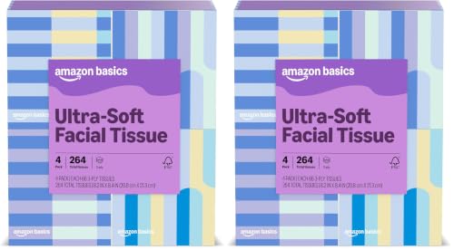 Amazon Basics Facial Tissues, 3-Ply, Ultra-Soft | Premium | 264 Count | 8 Packs (Previously Presto!) - image 1