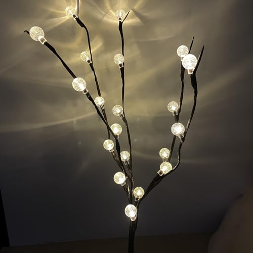 Image of Ulalaza 27.5'' 2 Branches 40 LED Bulbs Twig Lamp Battery Operated LED Lighted Willow Branches Vase Fillers Use for Christmas Home Party Decoration Indoor Outdoor