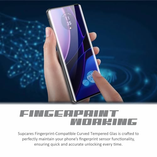 Image of SupCares Edge to Edge Curved Full Glue Tempered Glass for Motorola Edge 40 5G (6.55 Inch) with Easy Self-Installation Kit | Black