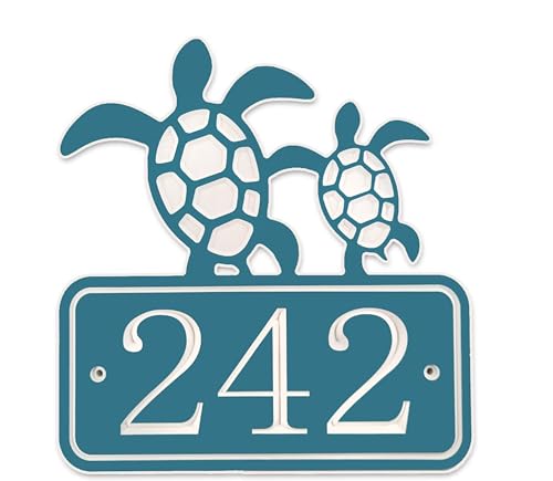 Coastal Address sign - Carved and Painted House Number With