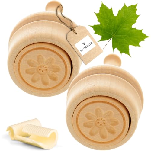 Lot de 2 tampons à beurre HOFMEISTER® - Pour 30 g de beurre - Rosace de 5 cm - Fabriqué à la main en Allemagne - Forme ronde - Modèle à percer - En bois d'érable local