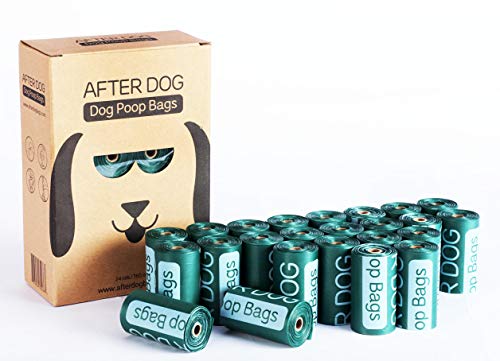 After Dog Unscented Dog Poop Bags for Pet Waste, Extra Thick and Strong Poop Bags for Dogs, Leak-Proof, Biodegradable,24 rolls/360 Counts,15 Doggy Bags Per Roll, Each Dog Poop Bag Measures 9 x 13in