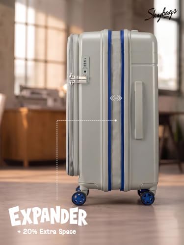 Image of Skybags Zephyre Medium Hard Luggage (65 Cm) | Luggage Trolley with 8 Wheels, TSA Lock and Expander | Gray | Unisex