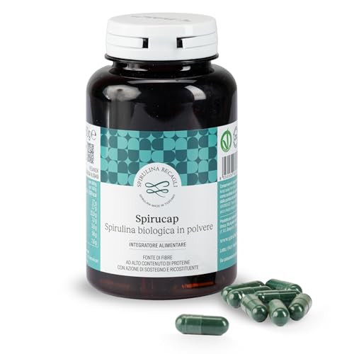 Spirulina Biologica in Capsule – Integratore Alimentare 100% Vegetale – 180 Capsule – Coltivata in Toscana – Fonte Naturale di Proteine e Vitamine – Made in Italy – BECAGLI