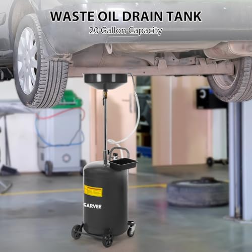 Garvee 20 Gallon Waste Oil Drain Tank, Portable Oil Drain Container, Air Operated Drainer, Fluid Fuel Transfer Drainage, Adjustable Funnel Height with Wheel &15'' Premium Bowl and a Toolbox by Garvee - Image 2