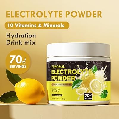 Sugar Free Electrolyte Powder - Lemon Flavor 70 Servings Refreshing Hydration Mix with Potassium, Sodium & Magnesium Fast-Absorbing Hydration Supplement, Gluten-Free, Ideal for Athletes