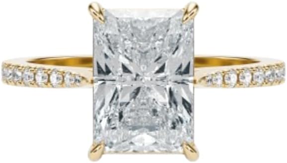 1–5 Carat Radiant Cut Lab Grown Diamond Ring VVS2 10K 14K 18K Solid Gold & 925 Sterling Silver Engagement Ring Halo Wedding Bridal Anniversary Christmas Gift for Women(IGI Certified)