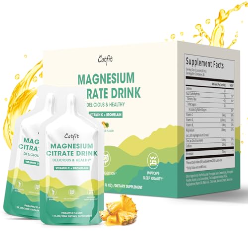 Catfit Magnesium Citrate Liquid (10 Fl Oz), Magnesium Complex Drink with Vitamin...