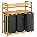 Produktbild AdelDream Wäschekorb 150L 3 Fächer 2 Regale ausziehbarer und abnehmbarer Wäschesack Wäschesammler Bambusrahmen Wäscheboxen laundry baskets Wäschesortierer Bambus