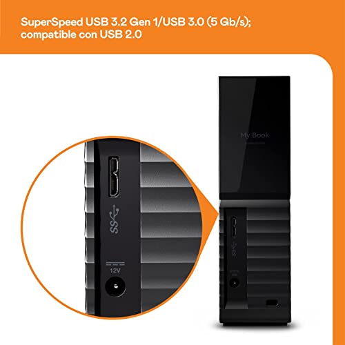 WD 12TB My Book Disco Duro Externo de Sobremesa, con USB 3.0 y software para la gestión de dispositivos, copia de seguridad y protección con contraseña, funciona con PC y Mac
