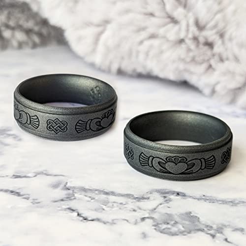 Knot Theory Silicone Ring for Men - Trinity, Claddagh, Celtic Engraving - 8mm Bandwidth Breathable Comfort Fit2