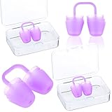 Shappy 2 Set Swimming Nose Plugs for Adults Silicone Nose Plugs Soft Comfort Fit 3-Layer Water Block Swim Noses Clip with Transparent Storage Cases for Women Men(Purple)