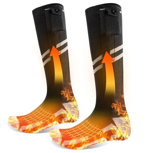 Olycism Heated Socks for Men Women Rechargeable: Improved Heated Socks 5000 mAh Battery Electric Thermal Clothing Chauffant Pour Femme 4 Temperature Adjustable Outdoor Riding Camping Hiking Skiing (S)