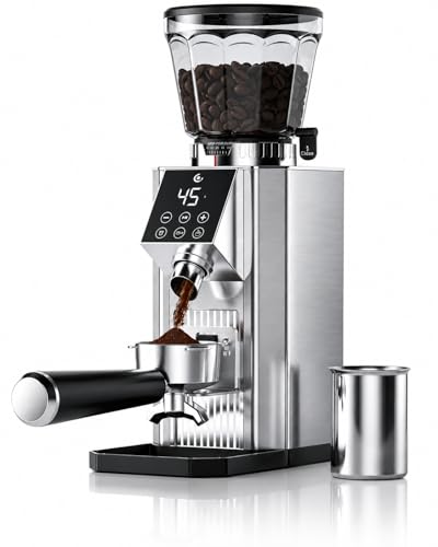 Image of AMZCHEF Conical Burr Coffee Grinder, Espresso Grinder with 45 Grind Settings, Anti-Static Electric Coffee Bean Mill with Touchscreen Timer, 40mm Stainless Steel Burr