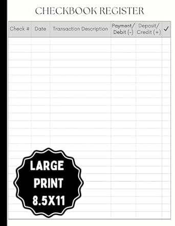 Amazon.com: Large Print Checkbook Register Book 8.5"x11" – Easy-to-Read ...