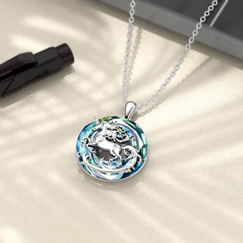 925 Sterling Silver Lab Grown Diamond Crystal Animal Necklace Panda/Rabbit/Eagle/Lion/Owl/Fox/Unicorn Lab Grown Diamond Crystal Pendant Gift for Women3
