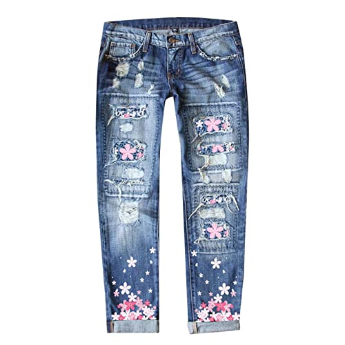 Jean perforé pour femme New Street imprimé bleu XXL garantissant aisance et ventilation optimale