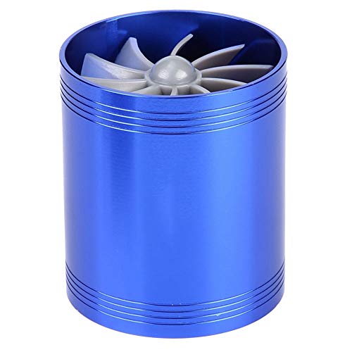 Duokon Car Air Intake Turbonator Dual Fan Turbine Super Charger Gas Fuel Saver Turbo(Blue)