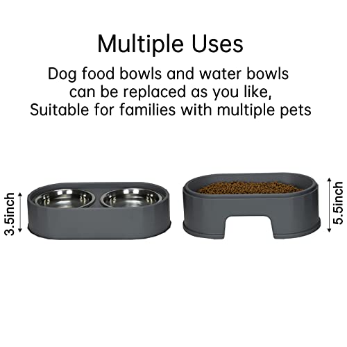 Masocat Raised Dog Bowls,Stainless Steel Dog Food Dish And Pet Water Bowls,Elevated Height Adjustable Double Bowl With Stand For Small Medium Dogs And Cats (Gray) #TOP7