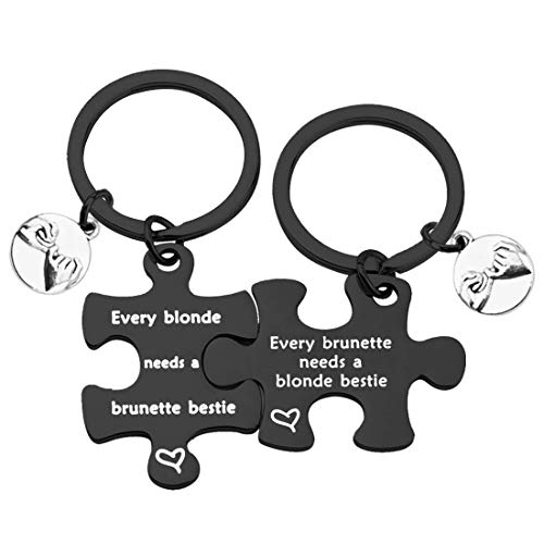 bobauna Every Blonde/Brunette Needs A Brunette/Blonde Bestie Pinky Promise Puzzle Keychain Set - Main Image