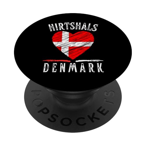 Denmark Flag Heart Hirtshals City PopSockets PopGrip Adhesivo
