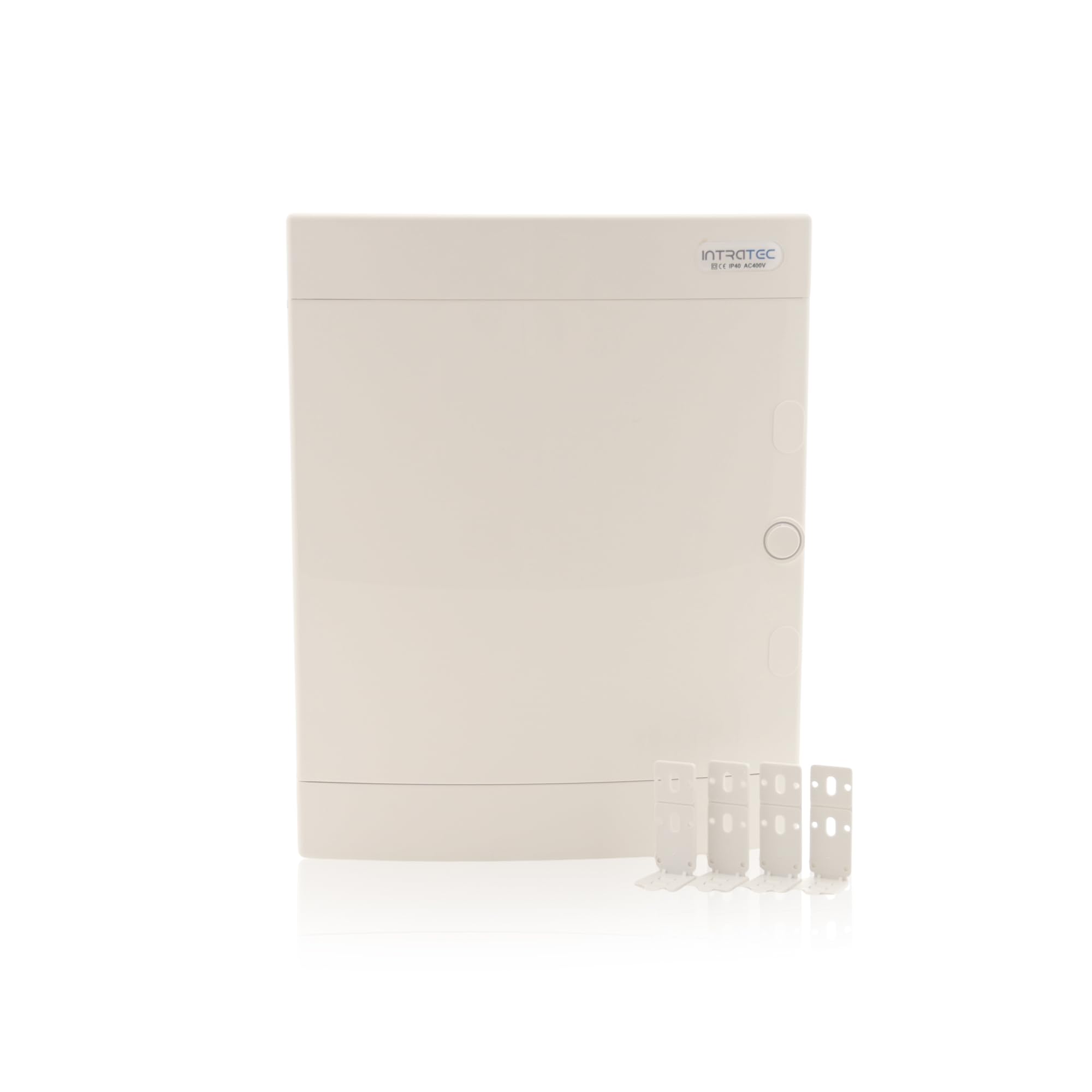 Intratec distribuidor multimedia empotrado IP40 – Blanco RAL 9003, 283x357x70 mm, ideal para Smart Home, router, paneles y dispositivos multimedia