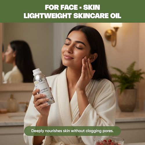 Image of VedaOils Rosehip Seed Oil for Face | 100% Pure Cold Pressed Rosehip Oil for Skin & Face Care | 100ml