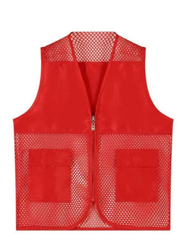 TTAO Kids Boys Girls Sleeveless Volunteer Activities Uniform Hollow Out Mesh Social Service Vest with Pockets