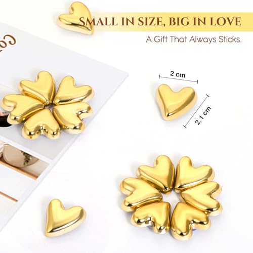 Image of Nostrae by Ekhasa Golden Heart Cute Fridge Magnets Set of 12 | Fridge Magnet Refrigerator Stylish | Kitchen Fridge Decoration Items | Mini Gifts