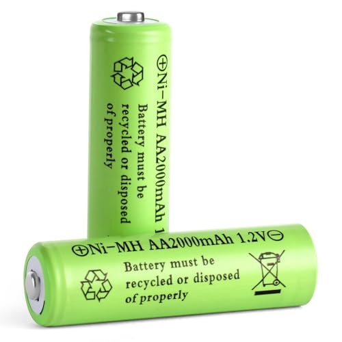 AXFEE Pilas Recargables AA, Pilas AA Recargables de Alta Capacidad, Recargables, Paquete de 2, 1.2V 2000mAh Pilas AA Recargables de Litio de 1,5 V más de 1500 ciclos