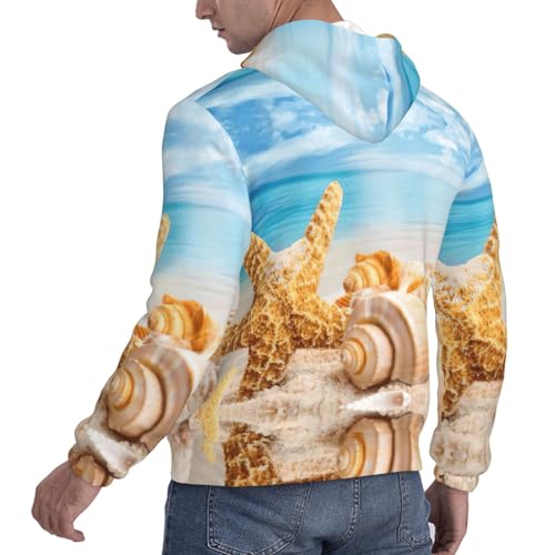 Sweat à capuche polaire homme pull chaud imprimé marine avec cordon de serrage - 4