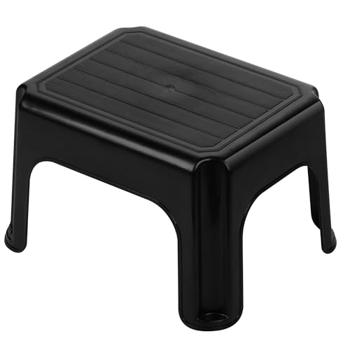 Image of Jazooli Sturdy Step Stool for Adults & Kids, 120kg Capacity Foot, Step Up & Shower Stool - For Use in Kitchen, Bedroom, Bathroom, Caravan Steps & Mobility Aids - 35 x 27cm (Black)