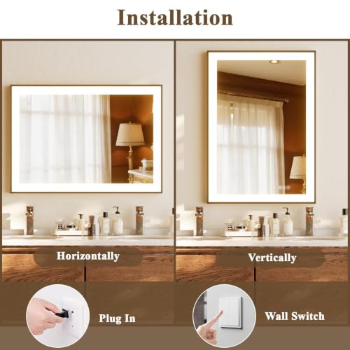 HARRITPURE Vanity Mirror with Lights, 24"x 36" LED Bathroom Mirror — view 5