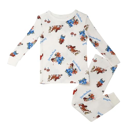 Baby Starters Little Blue Truck 2-Piece Snug Fit Boys Pajamas (Brushed Jersey, Cream Print, 4T)
