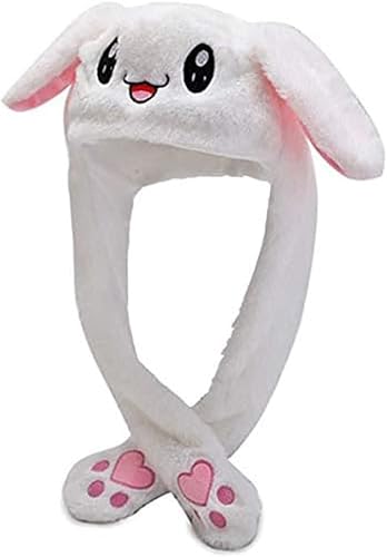 wylksylk Sombrero de conejo con orejas de conejo que saltan en movimiento, sombrero de orejas de conejo, sombrero de conejo con orejas que se